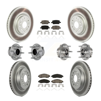 Hub Bearing Coated Brake Rotor Pads Front Rear Kit (10Pc) For Cadillac XT5 Buick
