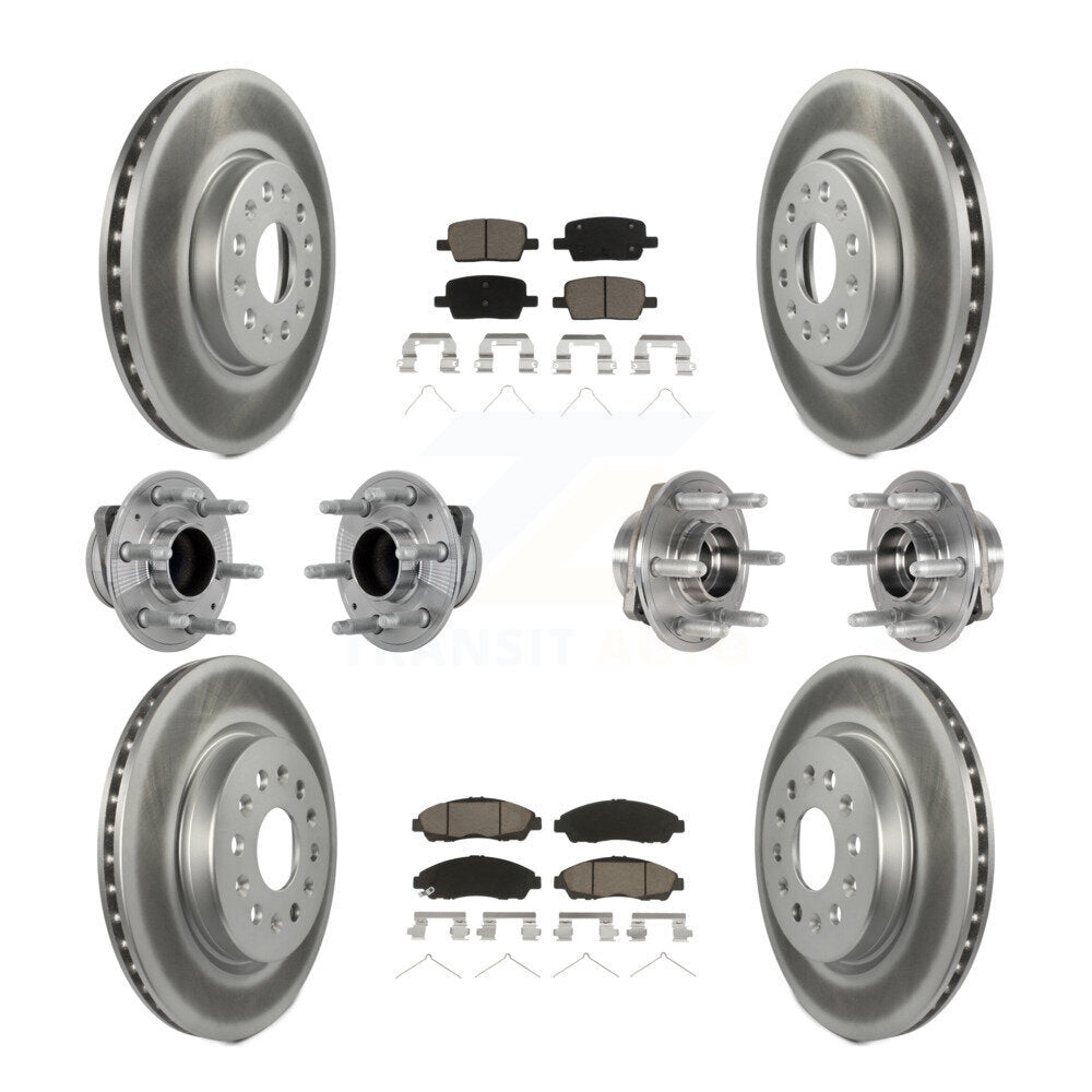 Hub Bearing Coated Brake Rotor Pads Front Rear Kit (10Pc) For Chevrolet Traverse