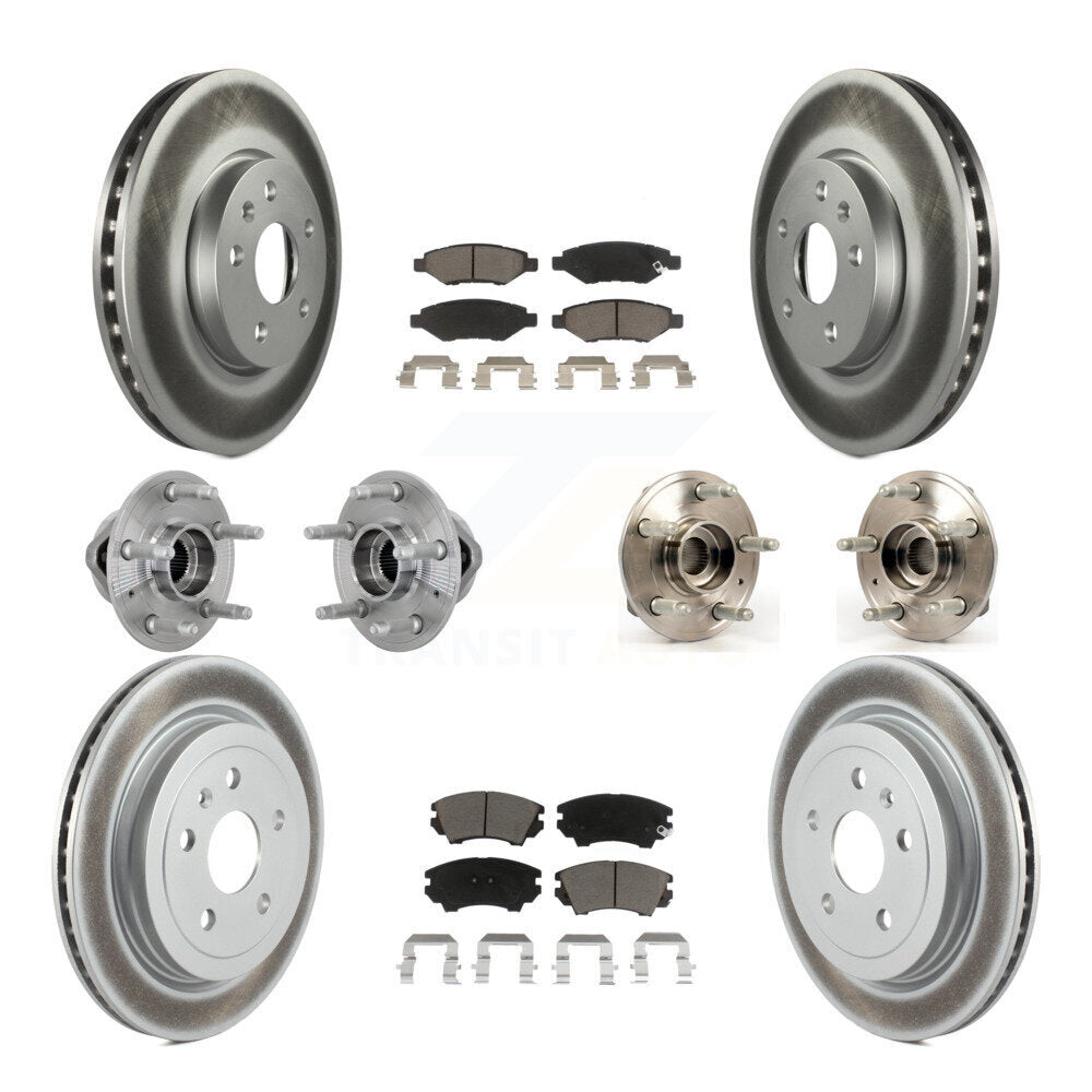 Hub Bearing Coated Brake Rotor & Pads Front Rear Kit (10Pc) For Chevrolet Camaro