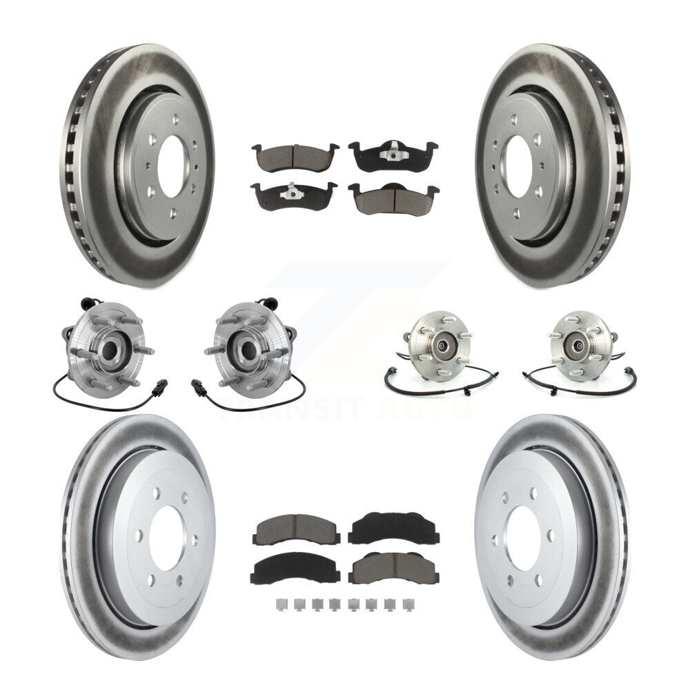 Hub Bearing Coated Brake Rotor Pad Front Rear Kit (10Pc) For Ford Expedition 4WD