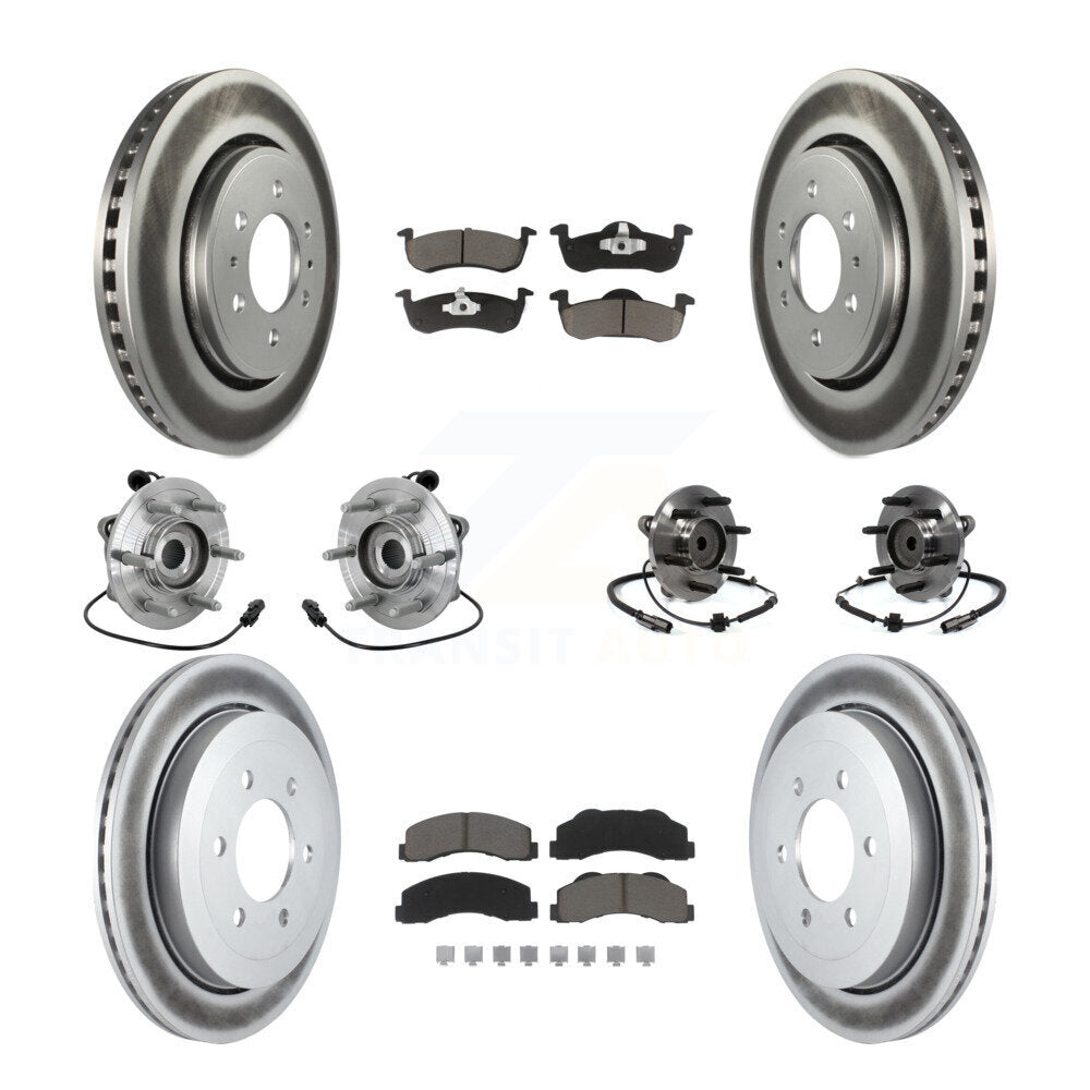 Hub Bearing Coated Brake Rotor Pad Front Rear Kit (10Pc) For Ford Expedition RWD