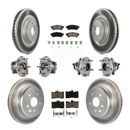 Hub Bearing Coated Brake Rotor & Pad Front Rear Kit (10Pc) For Lexus GS350 RC300
