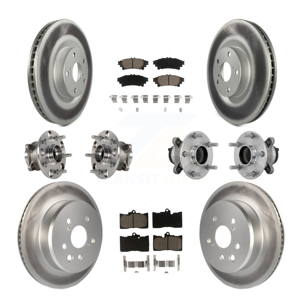 Hub Bearing Coated Brake Rotor & Pad Front Rear Kit (10Pc) For Lexus IS300 IS350