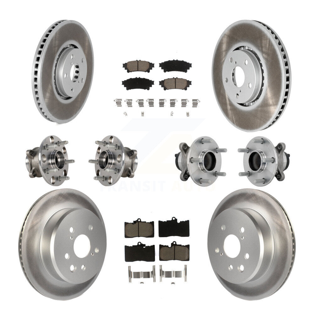 Hub Bearing Coated Brake Rotor & Pad Front Rear Kit (10Pc) For Lexus IS350 IS300