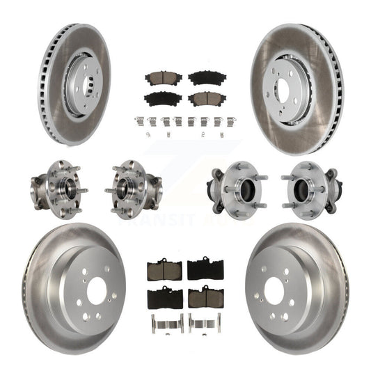 Hub Bearing Coated Brake Rotor & Pad Front Rear Kit (10Pc) For Lexus IS350 IS300
