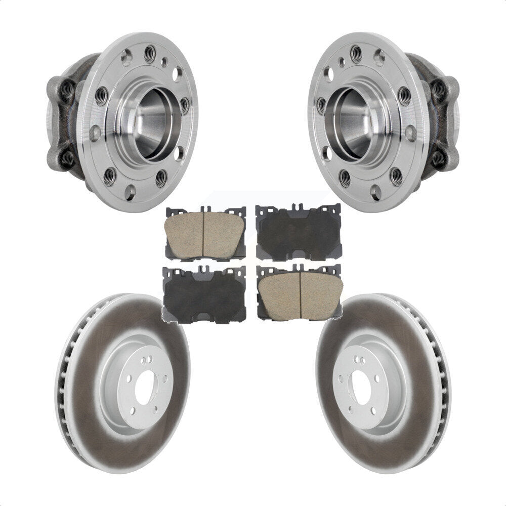 Hub Bearing Coat Brake Rotor Pad Front Kit For Mercedes-Benz E450 E400 E300 E350
