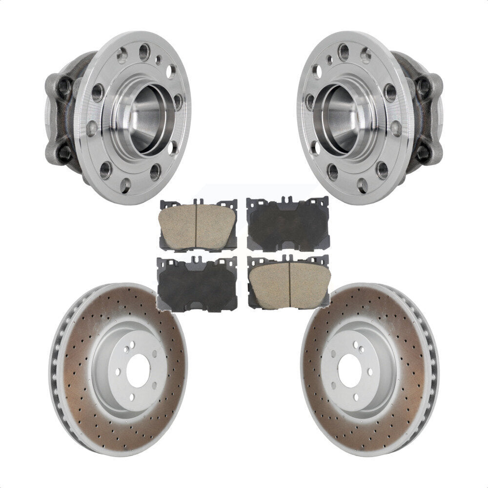Hub Bearing Coat Brake Rotor Pad Front Kit For Mercedes-Benz E450 E400 E300 E350