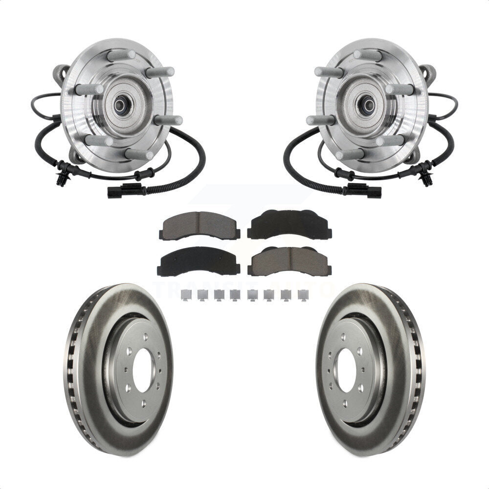 Hub Bearing Coated Brake Rotor Pad Front Kit For 2017 Ford F-150 Raptor with 4WD