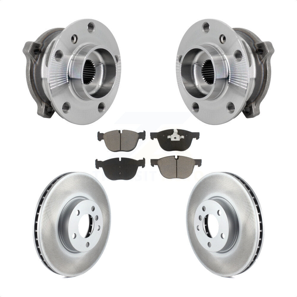 Hub Bearing Coated Brake Rotor And Pad Front Kit For BMW X5 X6 M12 x 1.25 Thread