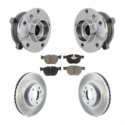 Hub Bearing Coated Brake Rotor And Pad Front Kit For BMW X5 X6 M12 x 1.25 Thread
