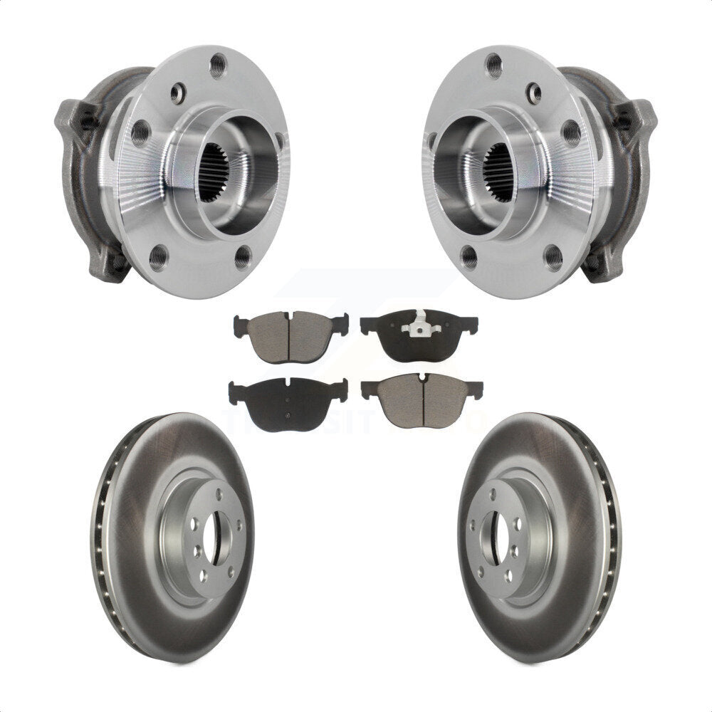 Hub Bearing Coated Brake Rotor And Pad Front Kit For BMW X5 X6 M12 x 1.25 Thread