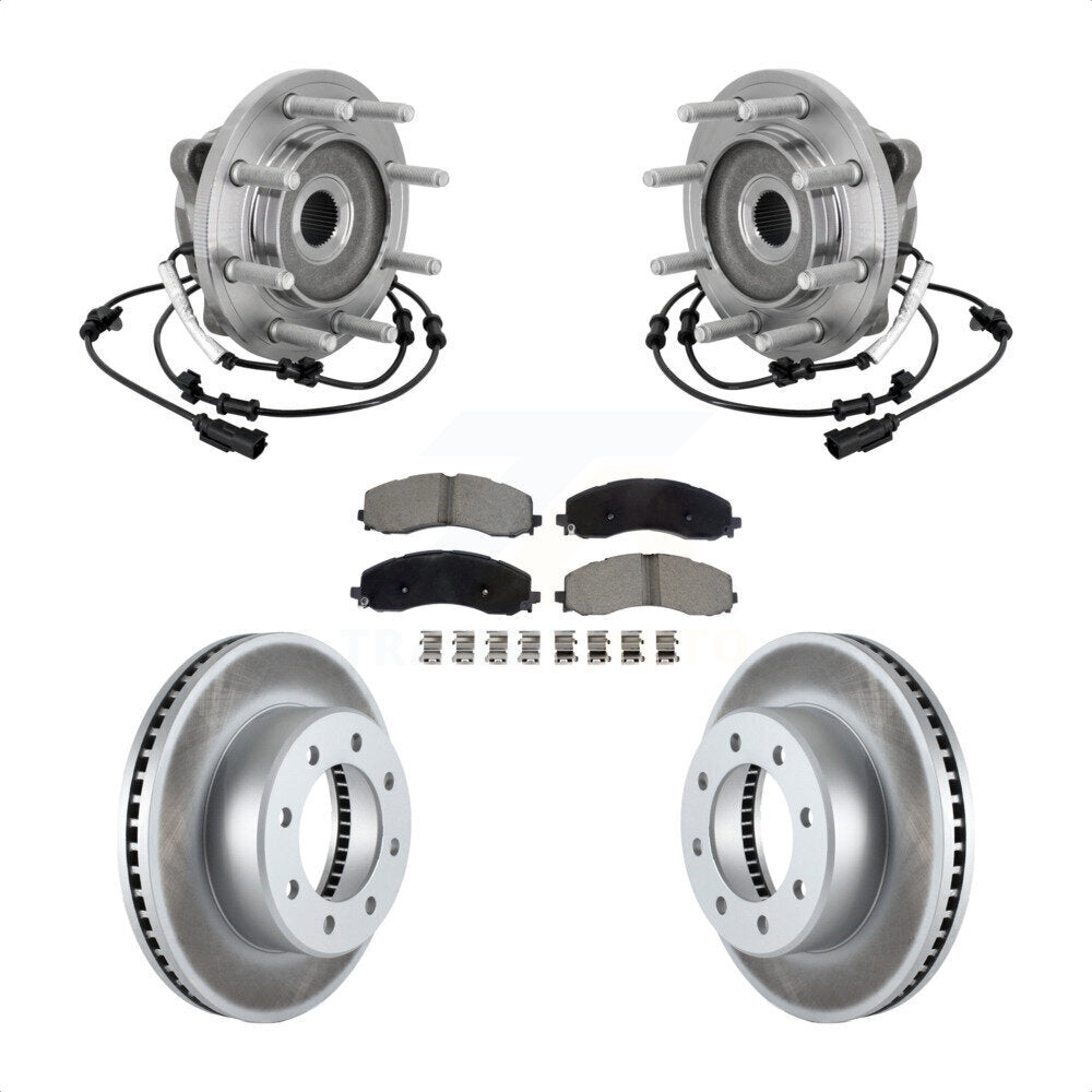 Hub Bearing Assembly Coated Disc Brake Rotor And Pad Front Kit For Ram 2500 3500