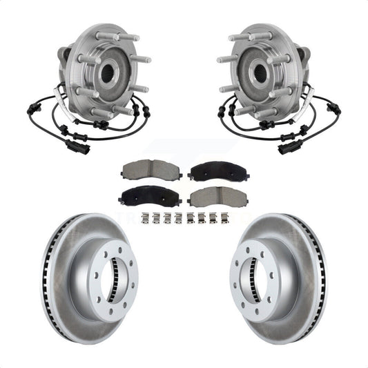 Hub Bearing Assembly Coated Disc Brake Rotor And Pad Front Kit For Ram 2500 3500
