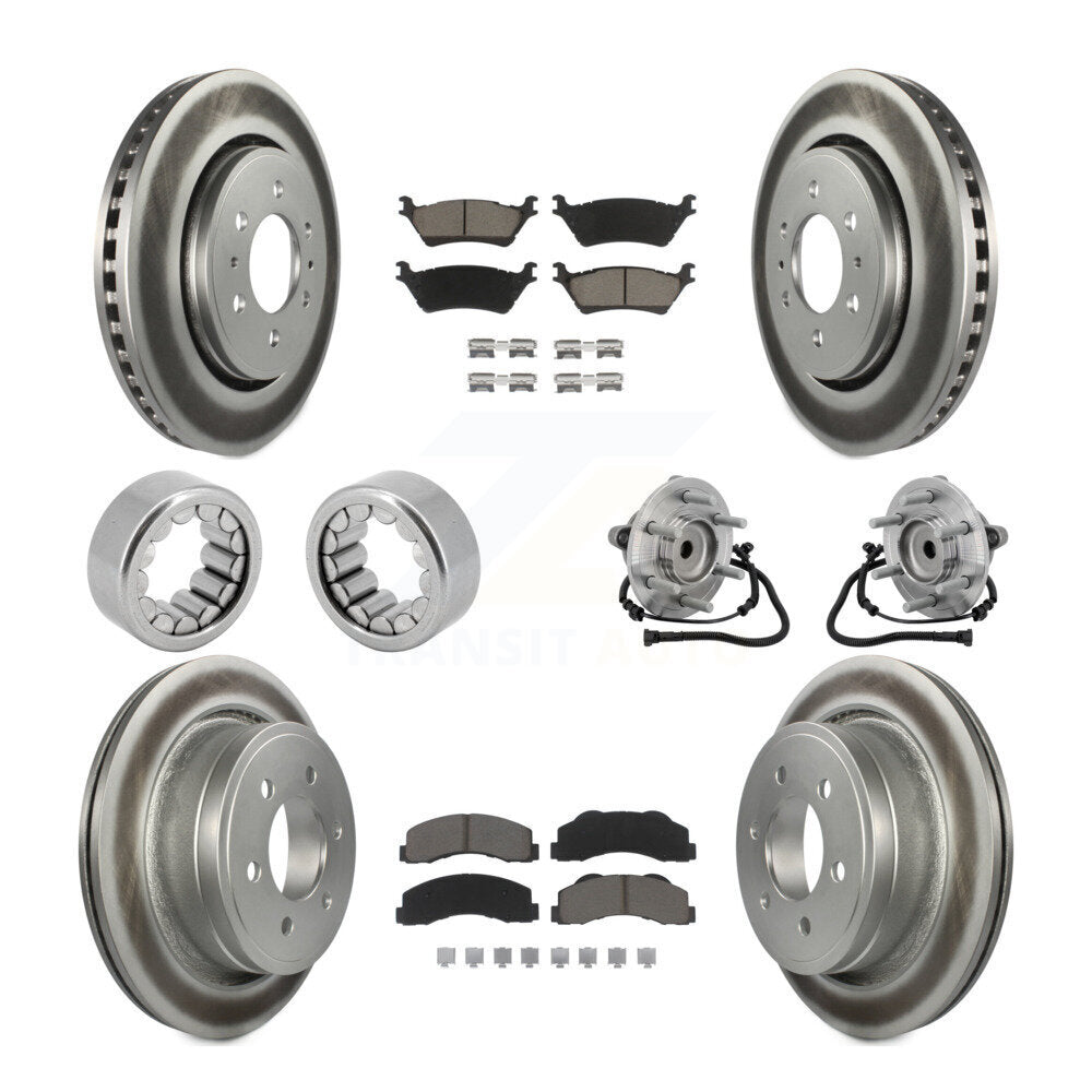 Hub Bearing Coated Brake Rotor Pad Shoe Front Rear Kit (10Pc) For Ford F-150 RWD