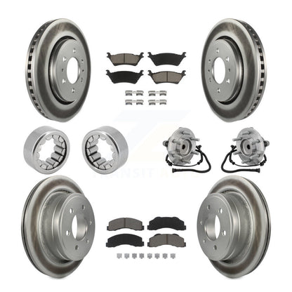 Hub Bearing Coated Brake Rotor Pad Shoe Front Rear Kit (10Pc) For Ford F-150 RWD