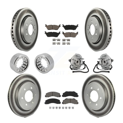 Hub Bearing Coated Brake Rotor Pad Shoe Front Rear Kit (10Pc) For Ford F-150 RWD