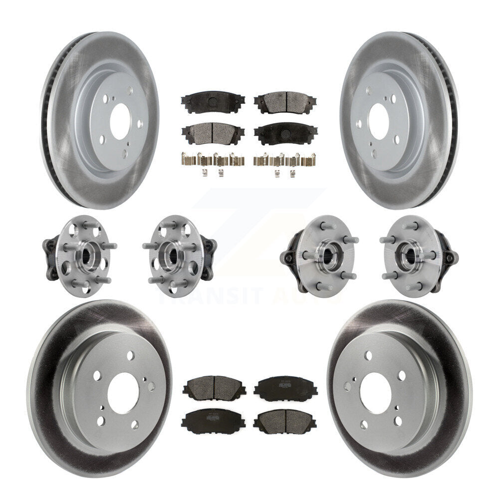 Hub Bearing Coated Brake Rotor & Pad Front Rear Kit (10Pc) For Toyota RAV4 Venza
