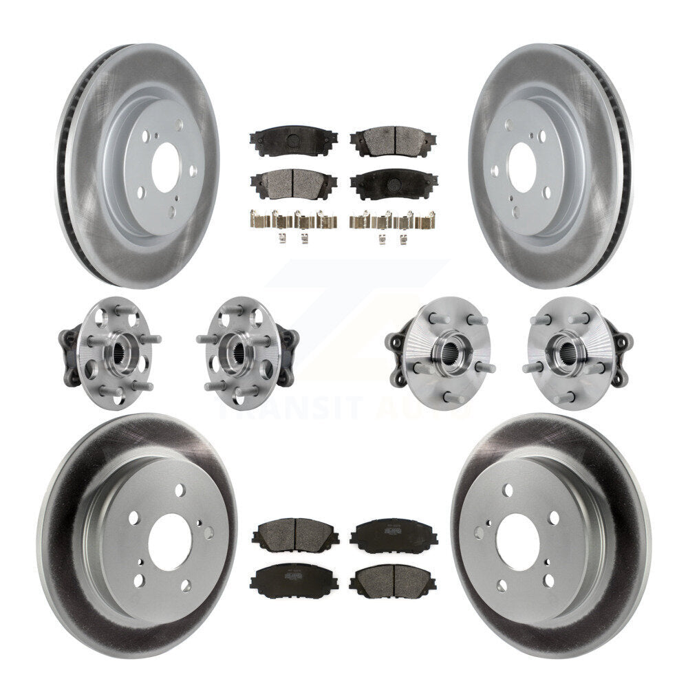 Hub Bearing Coated Disc Brake Rotor & Pads Front Rear Kit (10Pc) For Toyota RAV4