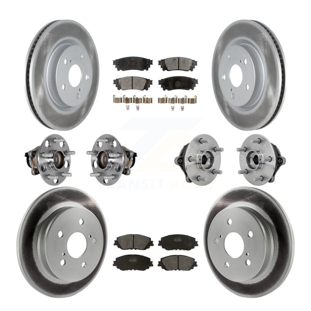 Hub Bearing Coated Disc Brake Rotor & Pads Front Rear Kit (10Pc) For Toyota RAV4