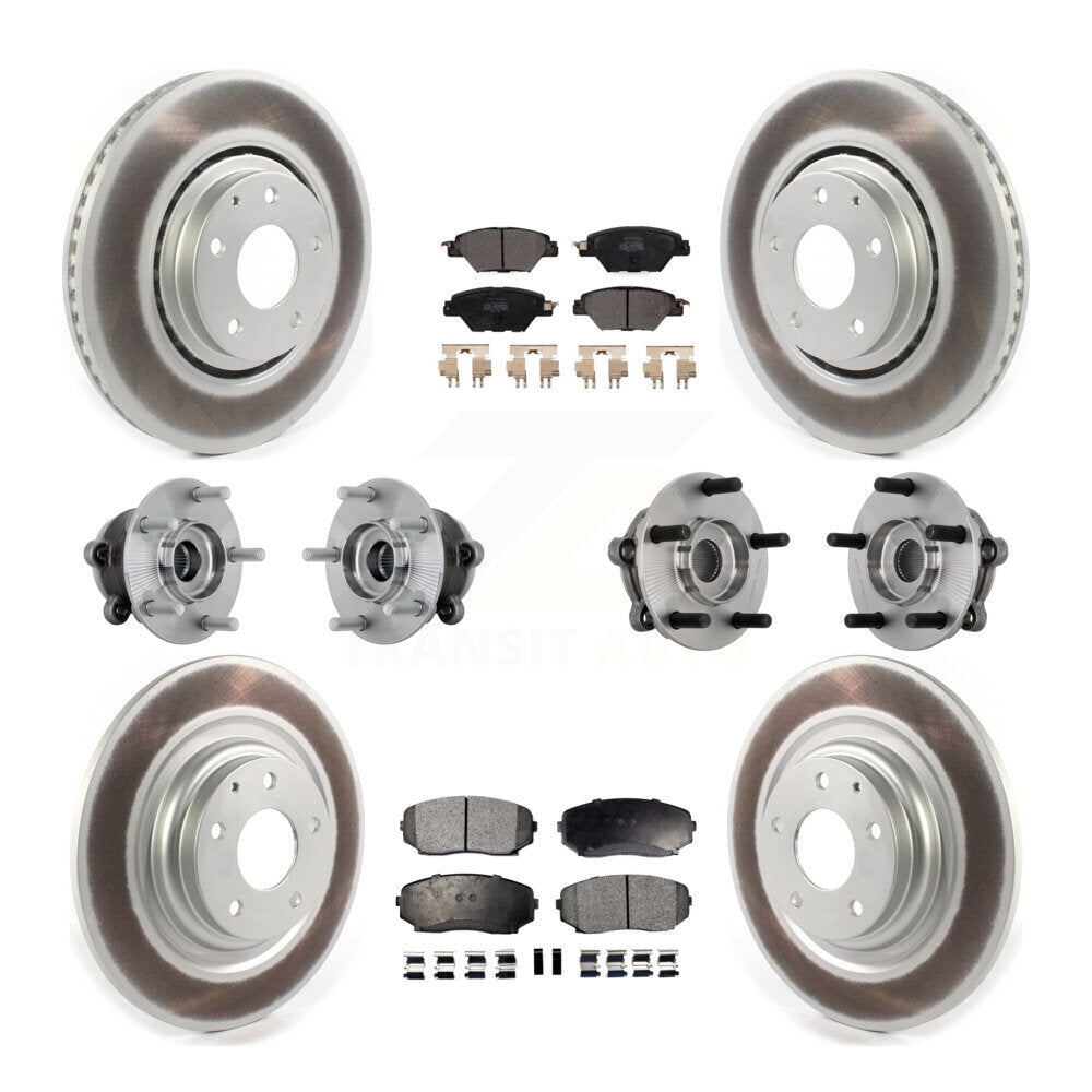 Hub Bearing Coat Brake Rotor Pads Front Rear Kit (10Pc) For 16-23 Mazda CX-9 AWD