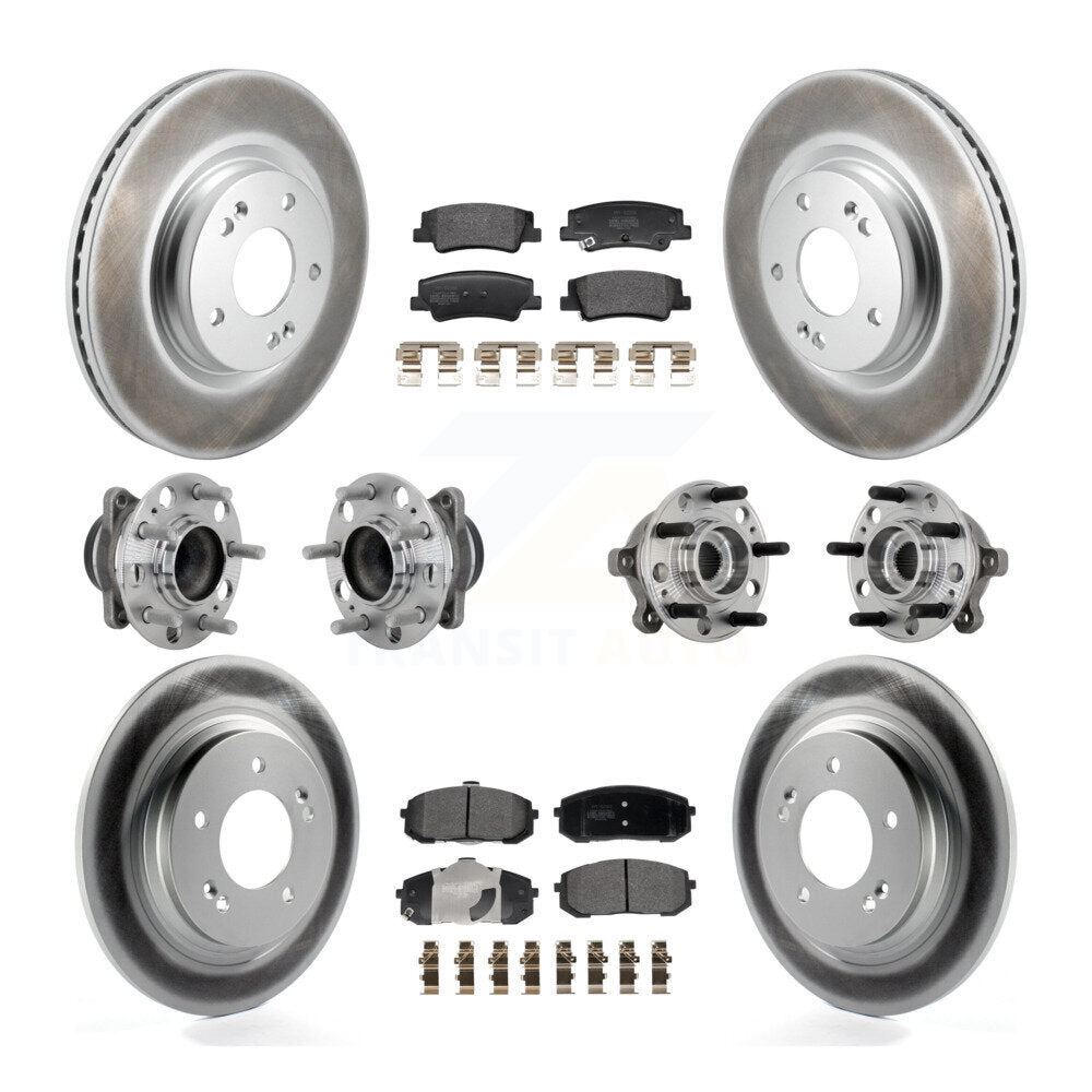 Hub Bearing Coat Brake Rotor Pad Front Rear Kit (10Pc) For Hyundai Sonata Kia K5