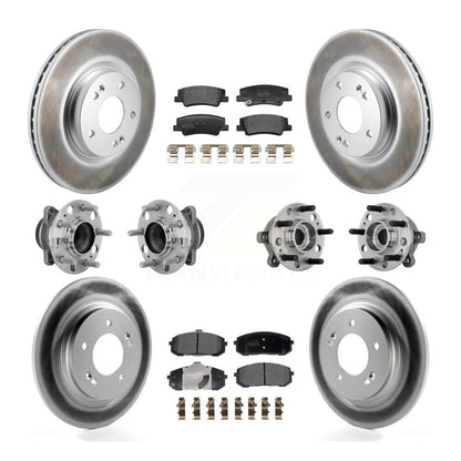 Hub Bearing Coat Brake Rotor Pad Front Rear Kit (10Pc) For Hyundai Sonata Kia K5