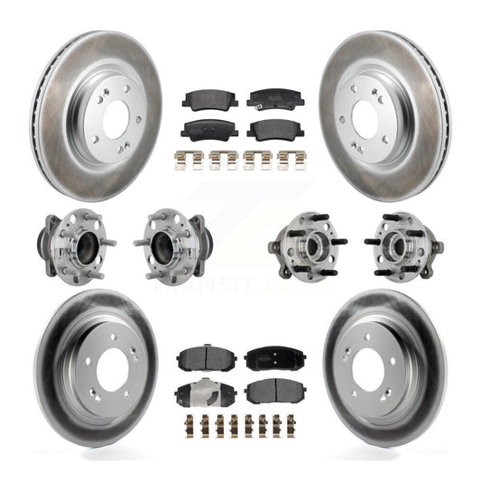 Hub Bearing Coat Brake Rotor Pad Front Rear Kit (10Pc) For Hyundai Sonata Kia K5