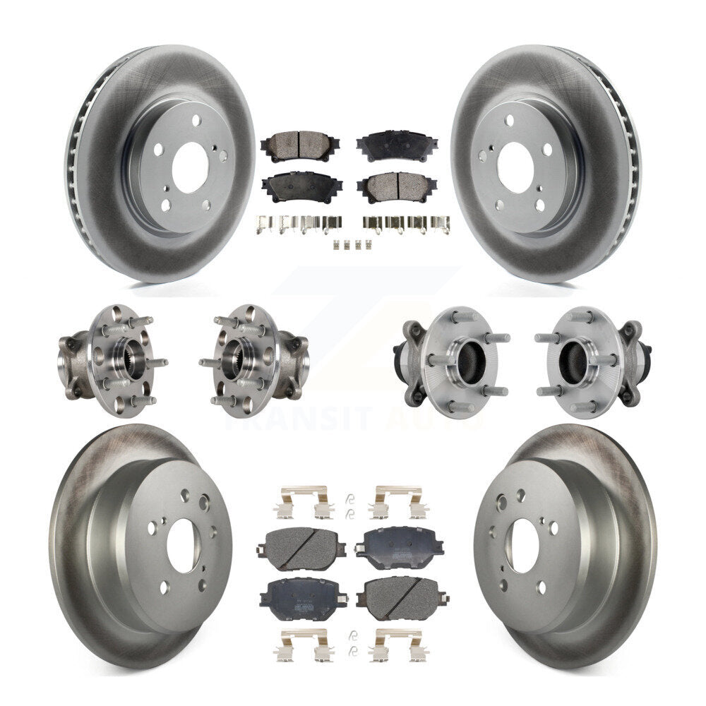 Hub Bearing Coated Disc Brake Rotor & Pads Front Rear Kit (10Pc) For Lexus IS250