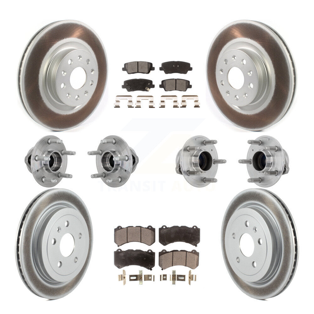Hub Bearing Coated Disc Brake Rotor & Pad Front Rear Kit (10Pc) For Cadillac CTS