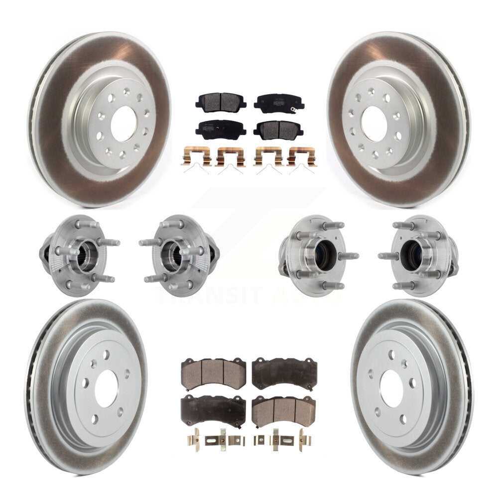 Hub Bearing Coated Disc Brake Rotor & Pad Front Rear Kit (10Pc) For Cadillac CTS