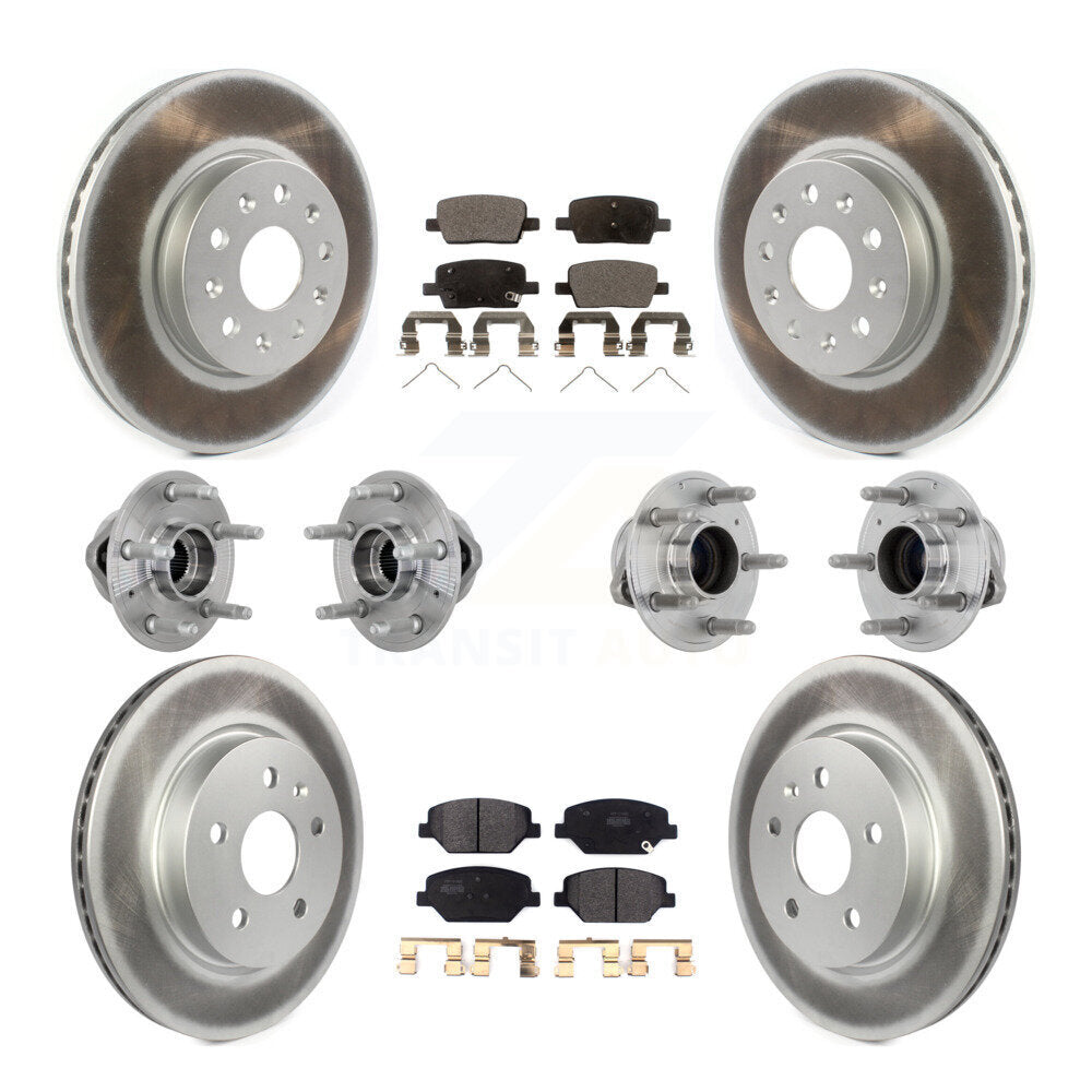 Hub Bearing Coated Brake Rotor & Pads Front Rear Kit (10Pc) For Chevrolet Camaro