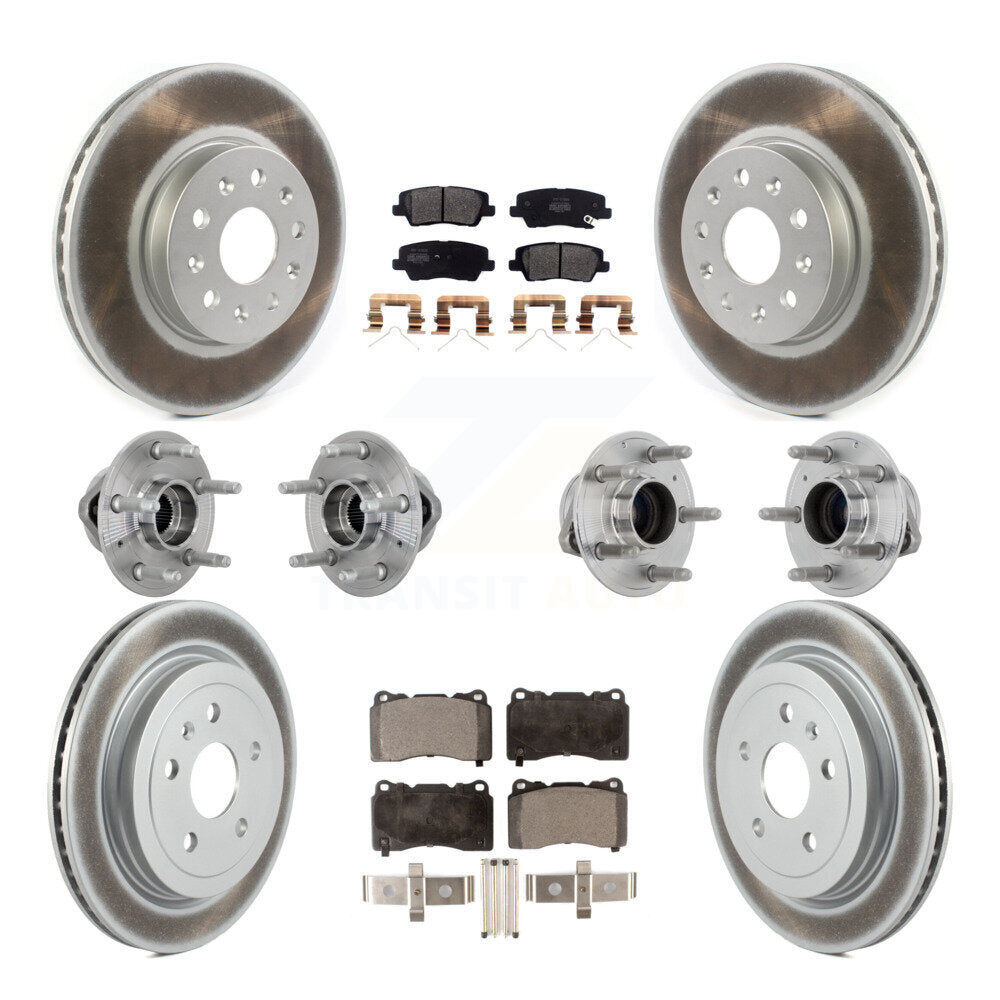 Hub Bearing Coated Disc Brake Rotor & Pad Front Rear Kit (10Pc) For Cadillac CTS