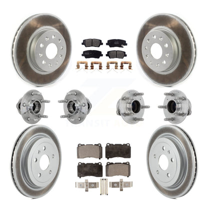 Hub Bearing Coated Disc Brake Rotor & Pad Front Rear Kit (10Pc) For Cadillac CTS