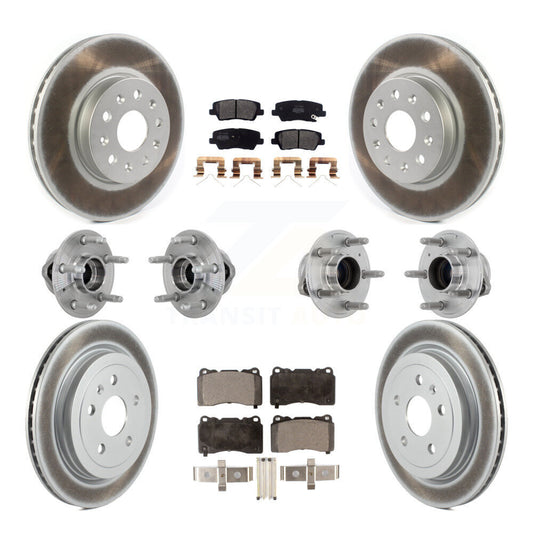 Hub Bearing Coated Disc Brake Rotor & Pad Front Rear Kit (10Pc) For Cadillac CTS