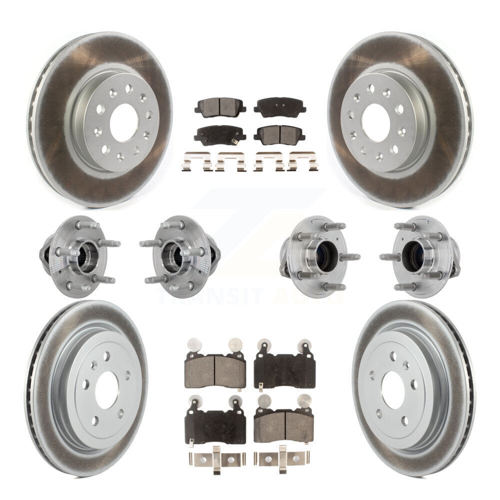 Hub Bearing Coated Disc Brake Rotor & Pad Front Rear Kit (10Pc) For Cadillac CTS