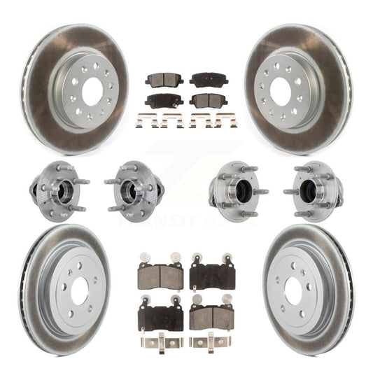 Hub Bearing Coated Disc Brake Rotor & Pad Front Rear Kit (10Pc) For Cadillac CTS