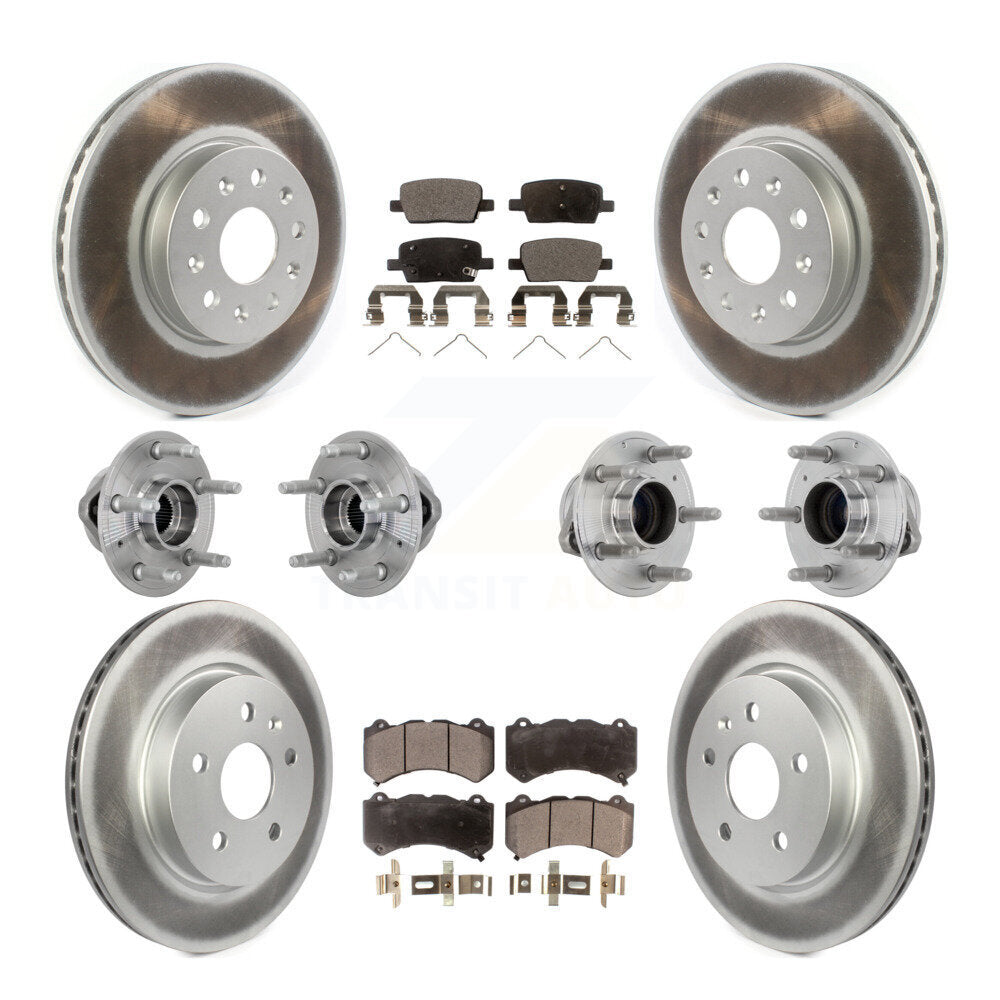 Hub Bearing Coated Brake Rotor & Pads Front Rear Kit (10Pc) For Chevrolet Camaro