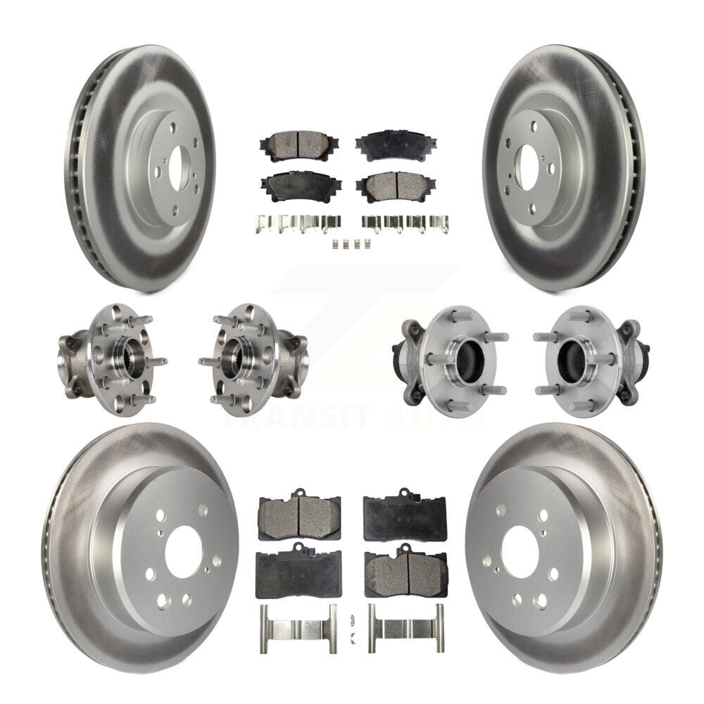 Hub Bearing Coated Brake Rotor & Pad Front Rear Kit (10Pc) For Lexus IS300 IS350