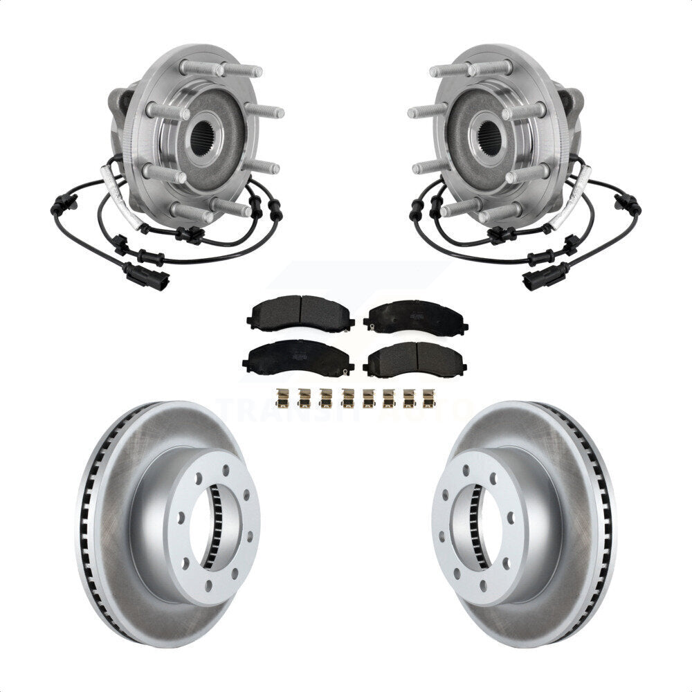 Hub Bearing Assembly Coated Disc Brake Rotor And Pad Front Kit For Ram 2500 3500