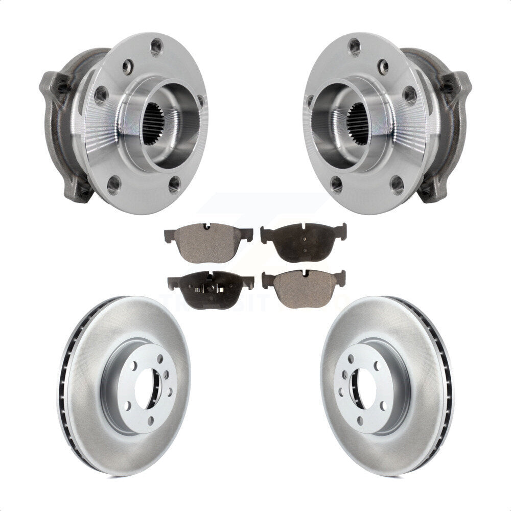 Hub Bearing Coated Brake Rotor And Pad Front Kit For BMW X5 X6 M12 x 1.25 Thread
