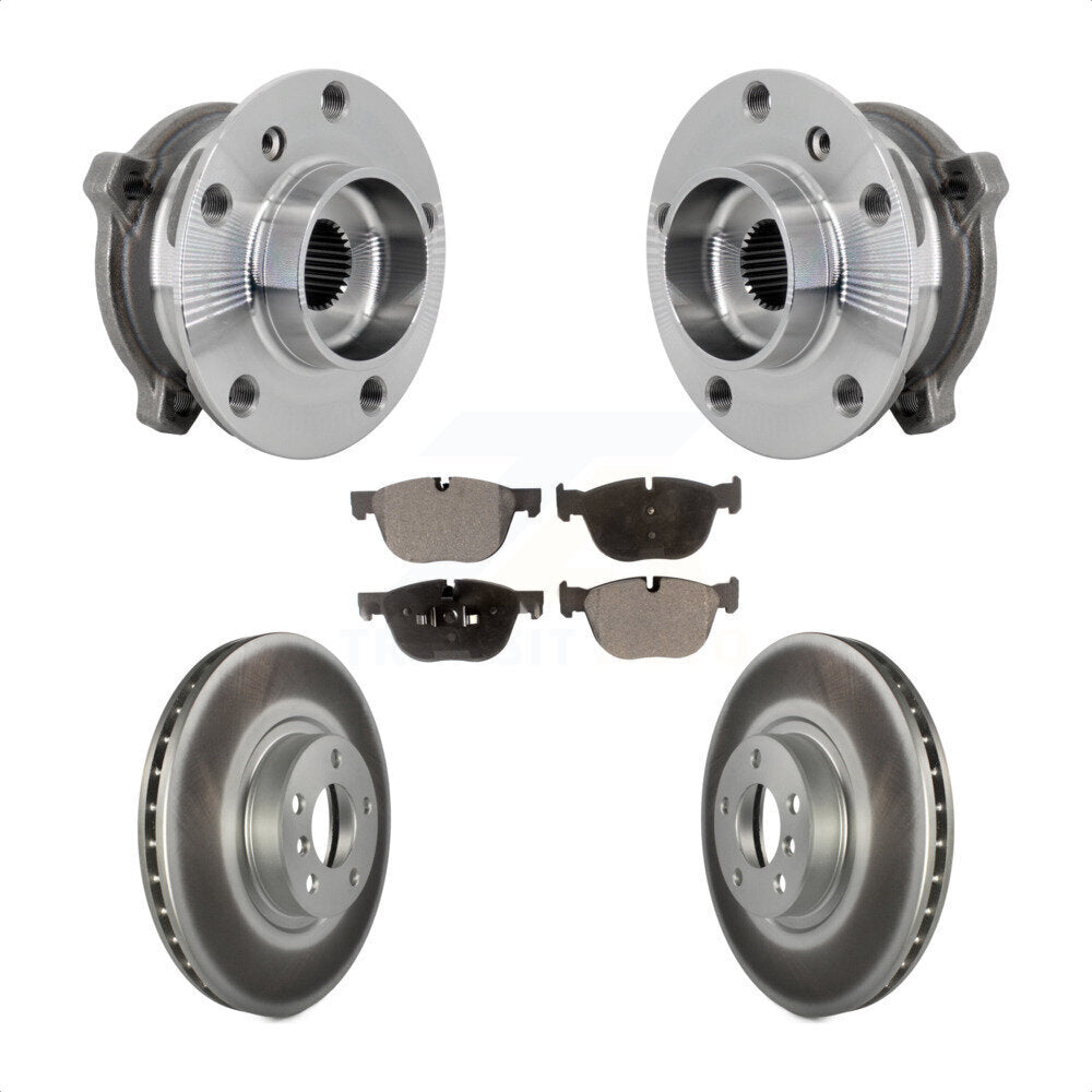 Hub Bearing Coated Brake Rotor And Pad Front Kit For BMW X5 X6 M12 x 1.25 Thread