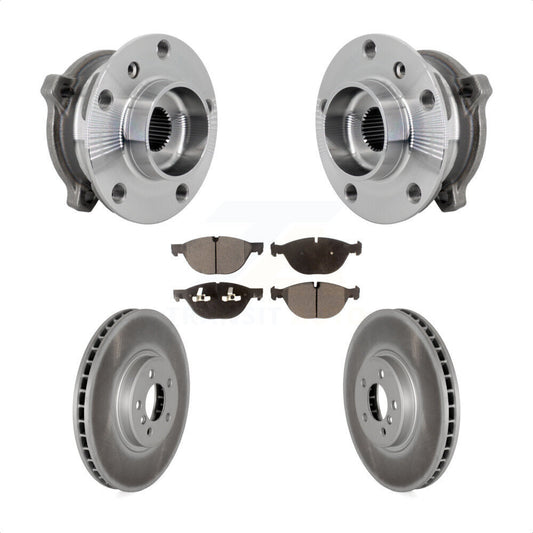 Hub Bearing Assembly Coated Brake Rotor & Pads Front Kit For BMW X5 X6 xDrive50i