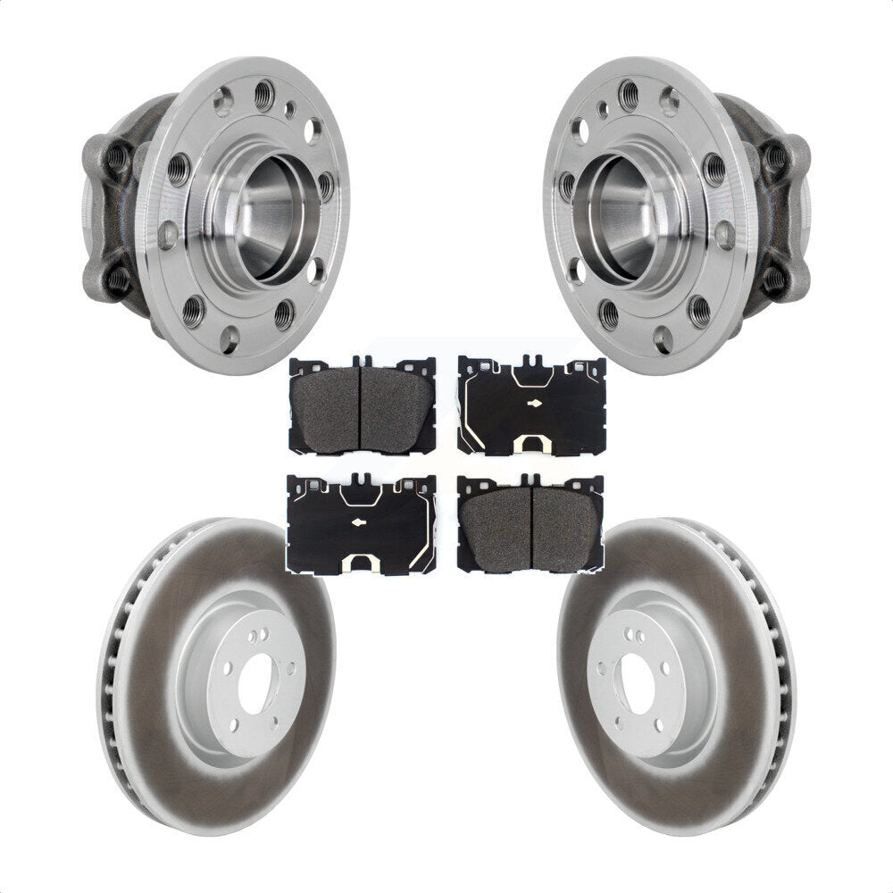 Hub Bearing Coat Brake Rotor Pad Front Kit For Mercedes-Benz E450 E400 E300 E350