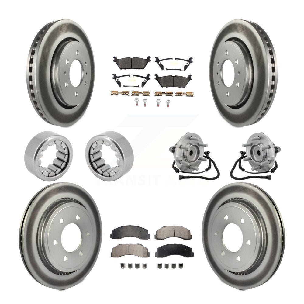 Hub Bearing Coated Brake Rotor Pad Shoe Front Rear Kit (10Pc) For Ford F-150 RWD