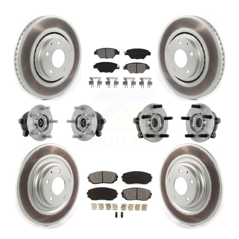 Hub Bearing Coat Brake Rotor Pads Front Rear Kit (10Pc) For 16-23 Mazda CX-9 AWD