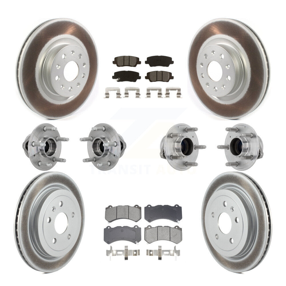 Hub Bearing Coated Disc Brake Rotor & Pad Front Rear Kit (10Pc) For Cadillac CTS