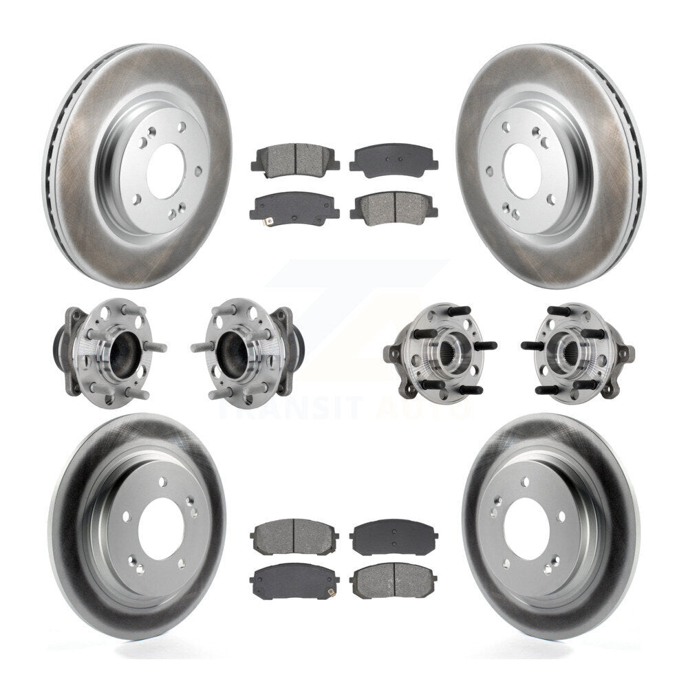 Hub Bearing Coat Brake Rotor Pad Front Rear Kit (10Pc) For Hyundai Sonata Kia K5