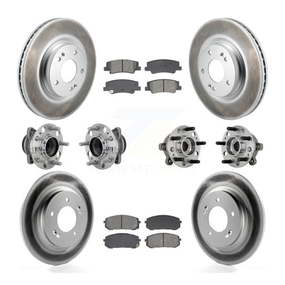 Hub Bearing Coat Brake Rotor Pad Front Rear Kit (10Pc) For Hyundai Sonata Kia K5