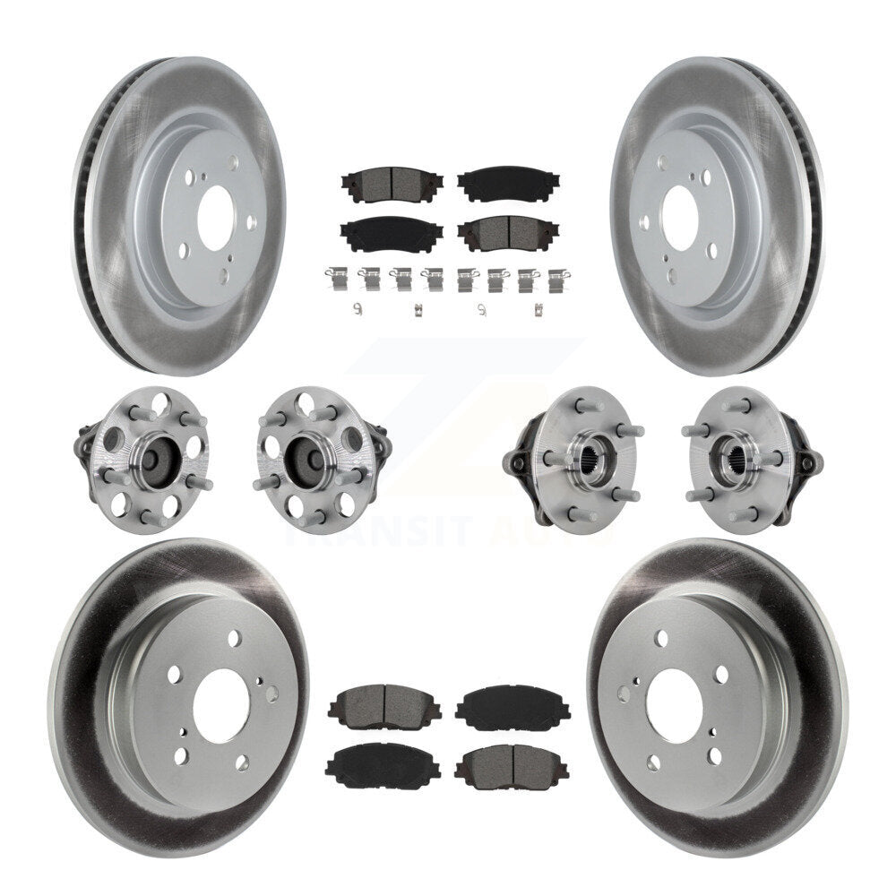 Hub Bearing Coated Disc Brake Rotor & Pads Front Rear Kit (10Pc) For Toyota RAV4