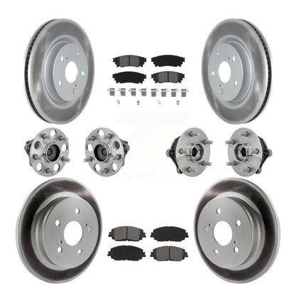 Hub Bearing Coated Disc Brake Rotor & Pads Front Rear Kit (10Pc) For Toyota RAV4